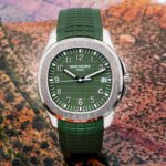 Patek Philippe Aquanaut - White Gold - Khaki Green Embossed Dial (Ref# 5168G-010) - Image 10