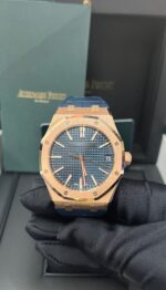Audemars Piguet Royal Oak 41mm 18k Rose Gold Blue Dial Ref. 15510OR.OO.D315CR.02 - Image 7