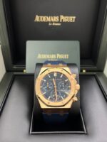 Audemars Piguet Royal Oak Chronograph 41mm 18k Rose Gold Blue Dial On Leather 26240OR.OO.D315CR.02 - Image 3