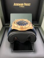 Audemars Piguet Royal Oak Chronograph 41mm 18k Rose Gold Blue Dial On Leather 26240OR.OO.D315CR.02 - Image 4