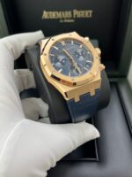 Audemars Piguet Royal Oak Chronograph 41mm 18k Rose Gold Blue Dial On Leather 26240OR.OO.D315CR.02 - Image 6