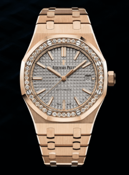 Audemars Piguet Royal Oak Lady 37mm Rose Gold Diamond Bezel Grey Dial 15451OR.ZZ.1256OR.02