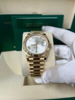 Rolex Day-Date 40 Yellow Gold Silver Roman Dial Fluted Bezel (Ref # 228238) - Image 3