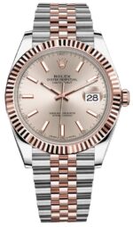 Rolex Datejust 41 Steel and Everose Rolesor  Fluted Bezel Sundust Index Dial Jubilee Bracelet 126331