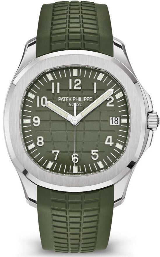 patek-philippe-aquanaut-white-gold-khaki-green-embossed-dial-ref-5168g-010-666737.jpg Patek Philippe Aquanaut - White Gold - Khaki Green Embossed Dial (Ref# 5168G-010) - Image 1