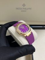 Patek Philippe Nautilus 32mm Diamond Bezel Rose Gold Purple Wave Dial 7010R-013 - Image 10