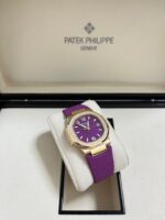 Patek Philippe Nautilus 32mm Diamond Bezel Rose Gold Purple Wave Dial 7010R-013 - Image 7