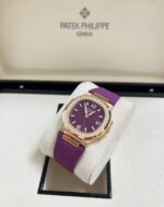 Patek Philippe Nautilus 32mm Diamond Bezel Rose Gold Purple Wave Dial 7010R-013 - Image 12