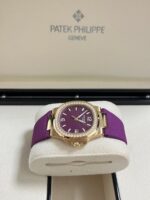 Patek Philippe Nautilus 32mm Diamond Bezel Rose Gold Purple Wave Dial 7010R-013 - Image 8