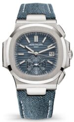 Patek Philippe Nautilus Flyback Chronograph White Gold Blue-Gray Dial 5980/60G
