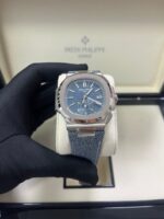 Patek Philippe Nautilus Flyback Chronograph White Gold Blue-Gray Dial 5980/60G - Image 7