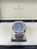Patek Philippe Nautilus Flyback Chronograph White Gold Blue-Gray Dial 5980/60G - Image 14