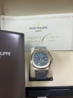 Patek Philippe Nautilus Flyback Chronograph White Gold Blue-Gray Dial 5980/60G - Image 13