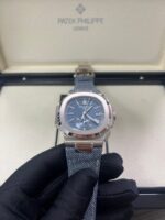 Patek Philippe Nautilus Flyback Chronograph White Gold Blue-Gray Dial 5980/60G - Image 9