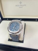 Patek Philippe Nautilus Flyback Chronograph White Gold Blue-Gray Dial 5980/60G - Image 15