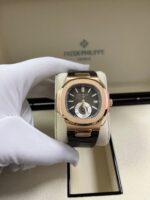 Patek Philippe Nautilus Rose Gold/ Brown Dial/ Leather Strap (Ref#5980R-001) - Image 10