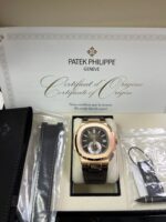 Patek Philippe Nautilus Rose Gold/ Brown Dial/ Leather Strap (Ref#5980R-001) - Image 3