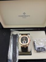 Patek Philippe Nautilus Rose Gold/ Brown Dial/ Leather Strap (Ref#5980R-001) - Image 4
