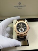 Patek Philippe Nautilus Rose Gold/ Brown Dial/ Leather Strap (Ref#5980R-001) - Image 8