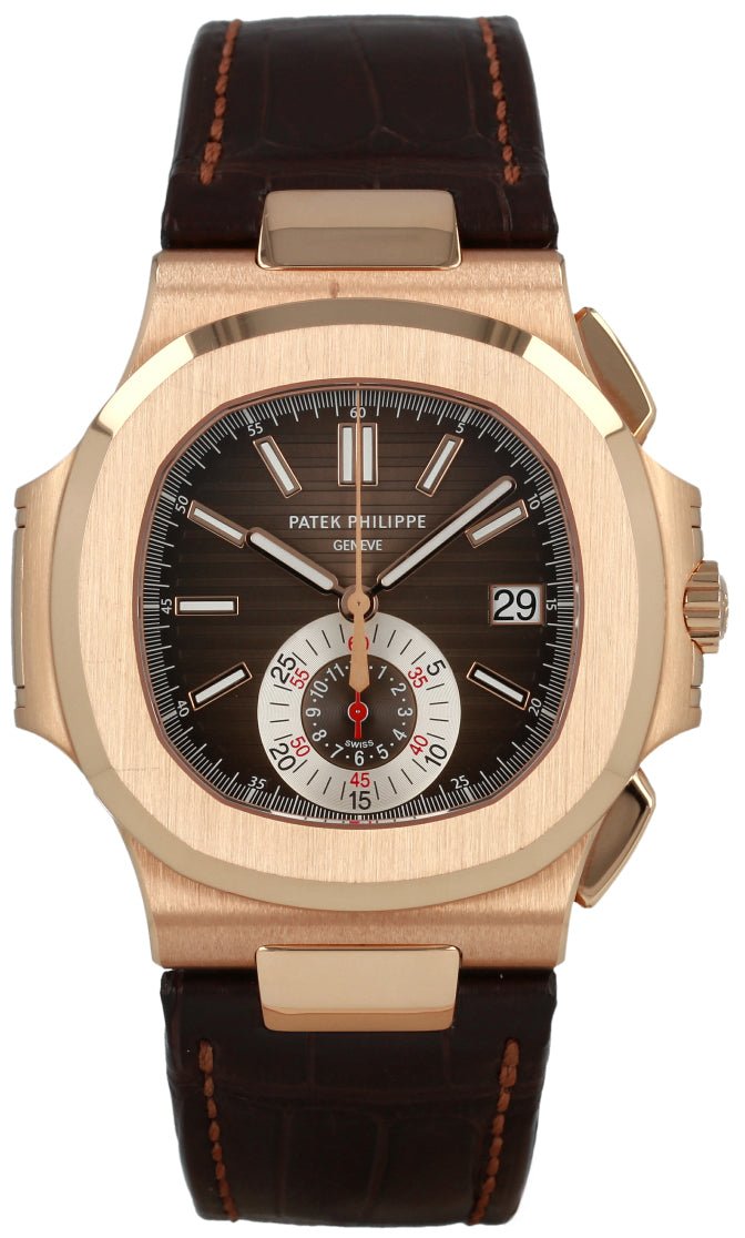 patek-philippe-nautilus-rose-gold-brown-dial-leather-strap-ref5980r-001-789536.jpg Patek Philippe Nautilus Rose Gold/ Brown Dial/ Leather Strap (Ref#5980R-001) - Image 1