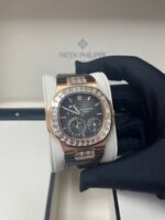 Patek Philippe Nautilus Rose Gold Diamond Bezel & Moon Phase Brown Dial 5724R 001 - Image 9