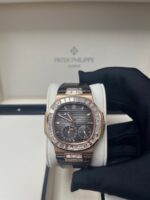 Patek Philippe Nautilus Rose Gold Diamond Bezel & Moon Phase Brown Dial 5724R 001 - Image 11