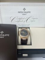 Patek Philippe Nautilus Rose Gold Diamond Bezel & Moon Phase Brown Dial 5724R 001 - Image 2