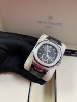 Patek Philippe Nautilus Stainless Steel Moon Phase Black Leather Strap (Ref#5726A-001) - Image 15