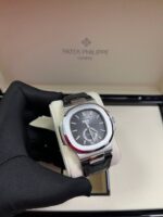 Patek Philippe Nautilus Stainless Steel Moon Phase Black Leather Strap (Ref#5726A-001) - Image 9