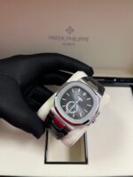 Patek Philippe Nautilus Stainless Steel Moon Phase Black Leather Strap (Ref#5726A-001) - Image 12
