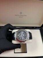 Patek Philippe Nautilus Stainless Steel Moon Phase Black Leather Strap (Ref#5726A-001) - Image 7