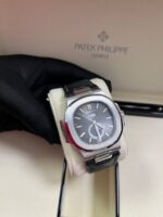 Patek Philippe Nautilus Stainless Steel Moon Phase Black Leather Strap (Ref#5726A-001) - Image 14