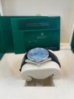 Rolex 1908 Ice Blue Motif Index Dial Leather Strap Reference 52506 Black Alligator Strap - Image 6
