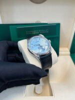 Rolex 1908 Ice Blue Motif Index Dial Leather Strap Reference 52506 Black Alligator Strap - Image 11