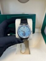 Rolex 1908 Ice Blue Motif Index Dial Leather Strap Reference 52506 Black Alligator Strap - Image 15