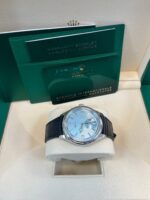 Rolex 1908 Ice Blue Motif Index Dial Leather Strap Reference 52506 Black Alligator Strap - Image 9