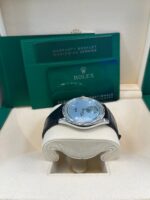 Rolex 1908 Ice Blue Motif Index Dial Leather Strap Reference 52506 Black Alligator Strap - Image 7