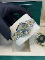 Rolex Datejust 31 mm Fluted Bezel Olive Green Diamond Roman Six Dial Jubilee Bracelet 278273 - Image 8