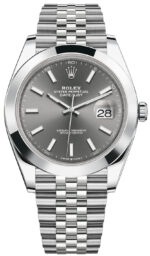 Rolex Datejust 41/ Stainless Steel/ Dark Rhodium Index Dial/ Smooth Bezel (Ref# 126300)