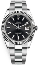 Rolex Datejust 41 Stainless Steel & White Gold - Black Index Dial - Fluted Bezel (Ref# 126334)