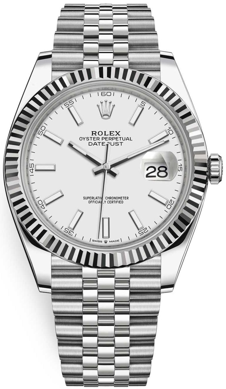 rolex-datejust-41-stainless-steel-white-gold-white-index-dial-fluted-bezel-jubilee-bracelet-ref-126334-542079.jpg Rolex Datejust 41/ Stainless Steel & White Gold/ White Index Dial/ Fluted Bezel/ Jubilee Bracelet (Ref# 126334) - Image 1