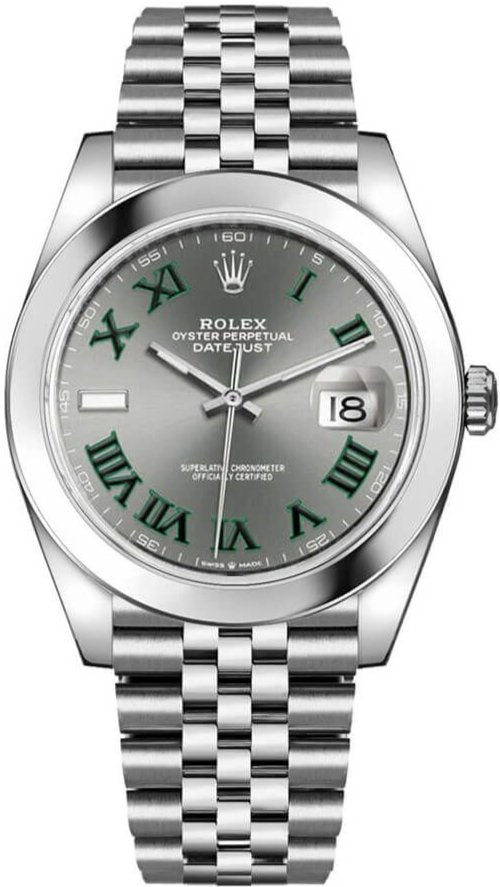 rolex-datejust-41-stainless-steel-wimbledon-slate-green-roman-dial-smooth-bezel-jubilee-bracelet-ref-126300-220218.jpg Rolex Datejust 41/ Stainless Steel/ Wimbledon Slate Green Roman Dial/ Smooth Bezel/ Jubilee Bracelet (Ref# 126300) - Image 1