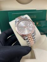 Rolex Datejust 41 Steel and Everose Rolesor  Fluted Bezel Sundust Index Dial Jubilee Bracelet 126331 - Image 9