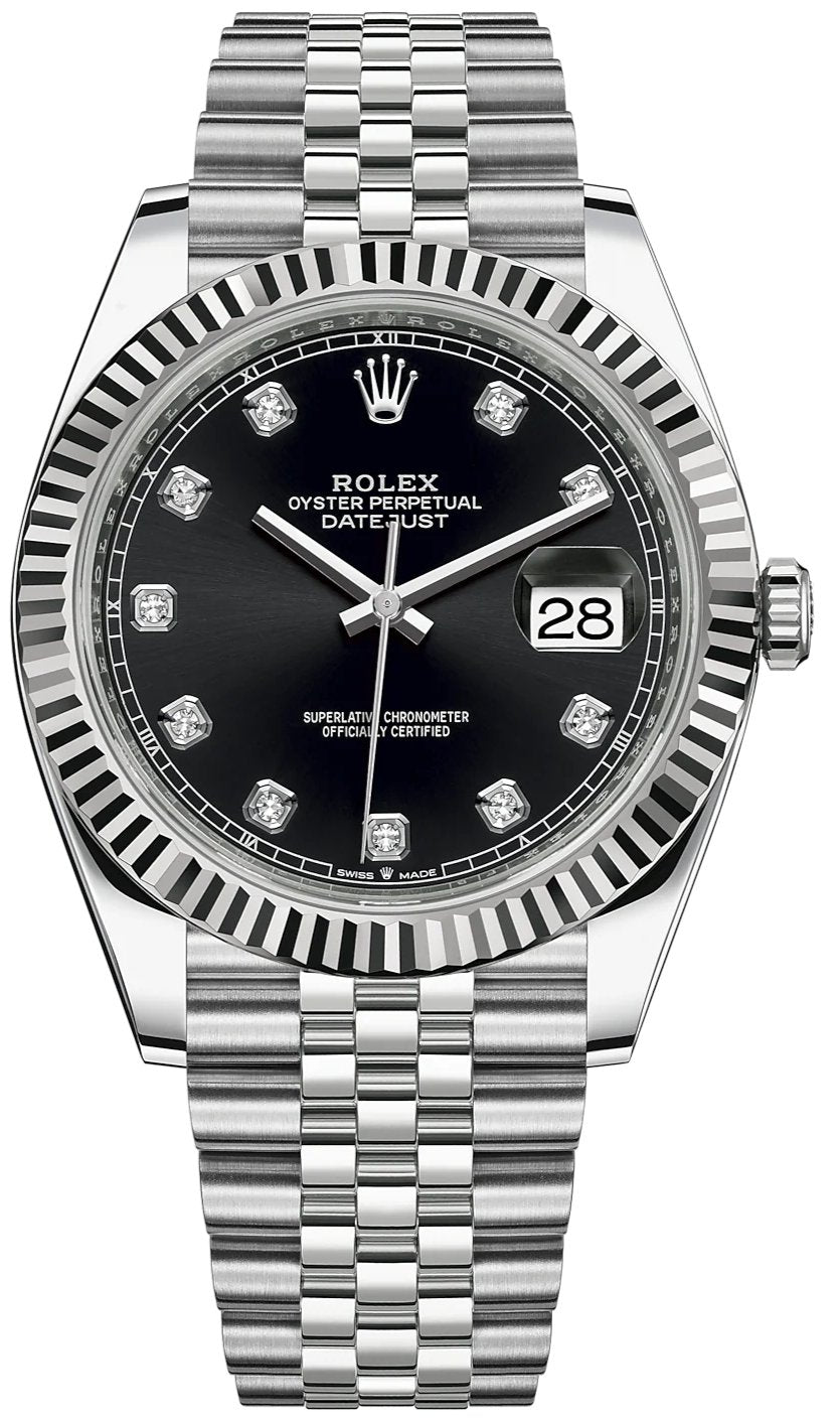 rolex-datejust-41-two-tone-18k-white-gold-steel-black-diamond-dial-fluted-bezel-jubilee-bracelet-ref-126334-360107.jpg Rolex Datejust 41/ Two-Tone 18k White Gold & Steel/ Black Diamond Dial/ Fluted Bezel/ Jubilee Bracelet (Ref# 126334) - Image 1