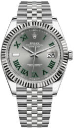 Rolex Datejust 41/ Two-Tone 18k White Gold & Steel/ Grey Slate Wimbledon Green Dial/ Fluted Bezel/ Jubilee Bracelet (Ref# 126334)