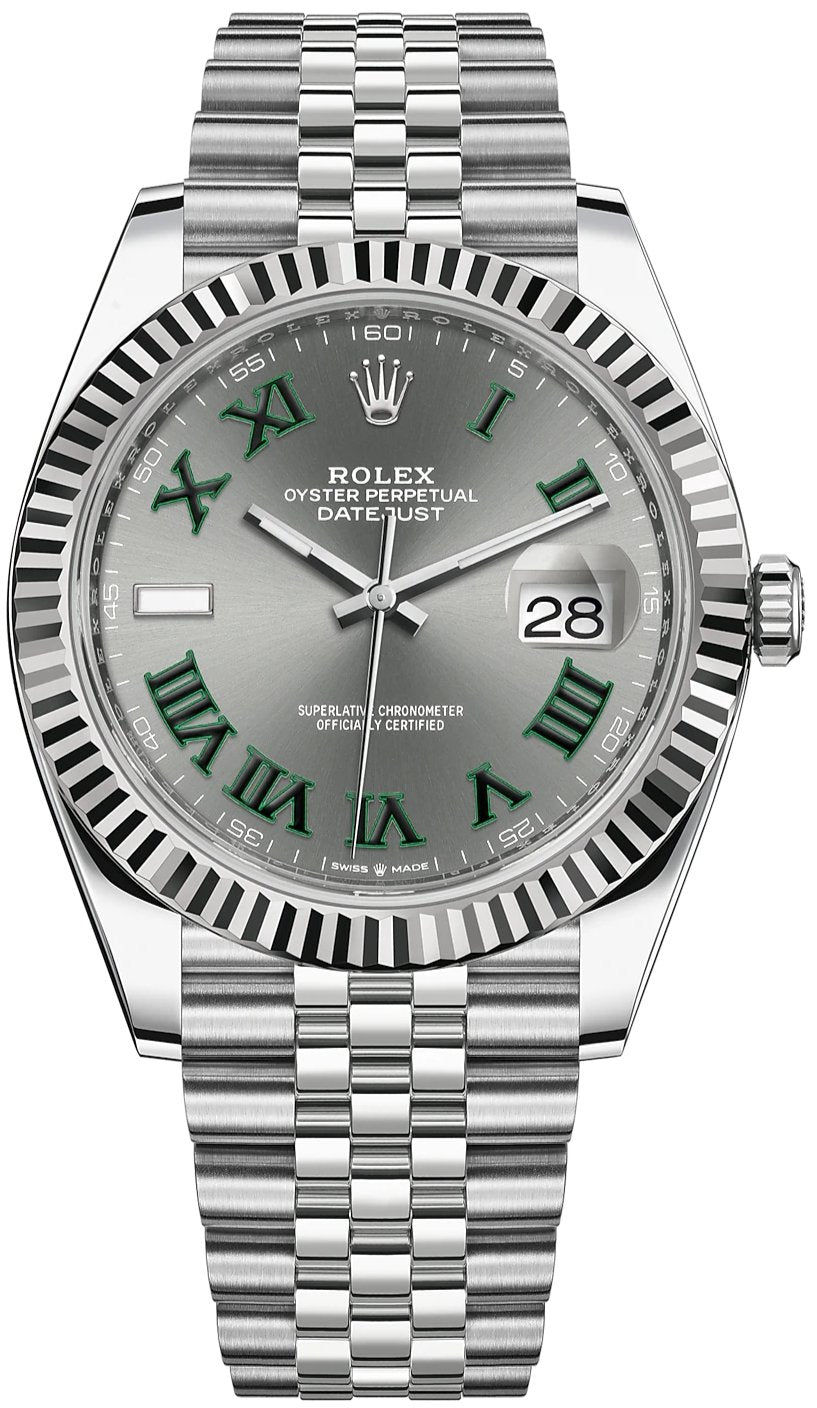 rolex-datejust-41-two-tone-18k-white-gold-steel-grey-slate-wimbledon-green-dial-fluted-bezel-jubilee-bracelet-ref-126334-440739.jpg Rolex Datejust 41/ Two-Tone 18k White Gold & Steel/ Grey Slate Wimbledon Green Dial/ Fluted Bezel/ Jubilee Bracelet (Ref# 126334) - Image 1