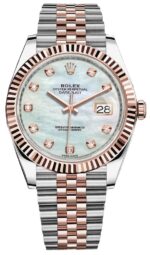 Rolex Datejust 41 Two-Tone Stainless Steel and Rose Gold/ "Mother of Pearl" Diamond Dial/ Fluted Bezel/ Jubilee Bracelet (Ref#126331)