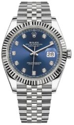 Rolex Datejust 41 Fluted Bezel Blue Diamond Dial Jubilee Bracelet 126334