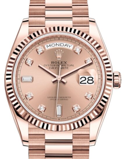 Rolex Day-Date 36 Everose Gold Day-Date 36 Watch - Fluted Bezel - Rosé Diamond Dial - President 128235