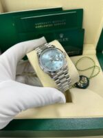 Rolex Day-Date 36 Platinum Ice Blue Roman Dial President Bracelet 128236 - Image 5